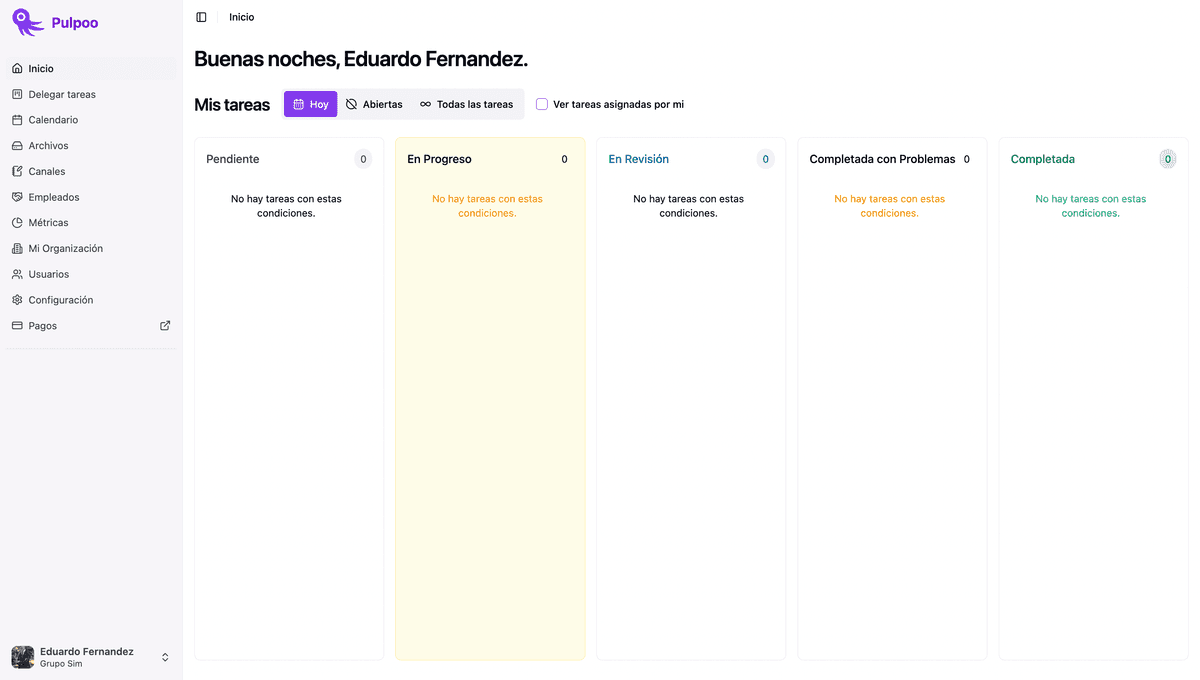 Dashboard Principal - Escritorio